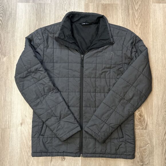 The North Face Primaloft Puffer Jacket Mens Small Gray Quilted Full Zip Coat - Picture 1 of 10